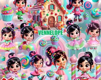 Vanellope PNG Bundle | Cute 3D Wreck It Ralph Clipart | Sugar Rush Princess Sublimation | Candy Land Birthday | Vanellope von Schweetz