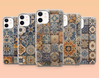Moroccan Tile Phone Case Mosaic Azulejo Cover for iPhone 17 Pro, 16, 15, 14, 13, 12 Samsung S25, S24, S23, S22, A56, A55 Pixel 10 Pro, 9, 8