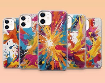 Fluid Paint Phone Case Colorful Splash Cover for iPhone 17 Pro, 16, 15, 14, 13, 12 Samsung S25, S24, S23, S22, A56, A55 Pixel 10 Pro, 9, 8