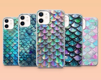 Mermaid Scale Phone Case Iridescent Ocean Cover for iPhone 17 Pro, 16, 15, 14, 13, 12 Samsung S25, S24, S23, S22, A56, A55 Pixel 10 Pro, 9