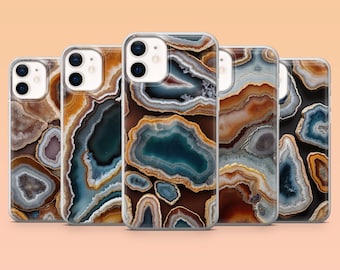 Agate Phone Case Geode Crystal Stone Mineral Cover for iPhone 17 Pro, 16, 15, 14, 13, 12 Samsung S25, S24, S23, S22, A56, A55, Pixel 10 Pro