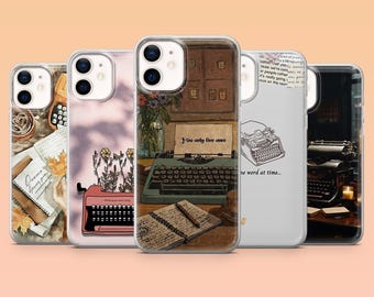 Funda para teléfono con diseño de máquina de escribir, ideal para iPhone 17 Pro, 16, 15, 14, 13, 12, Samsung S25, S24, S23, S22, A56, A55, Pixel 10 Pro, 9 y 8