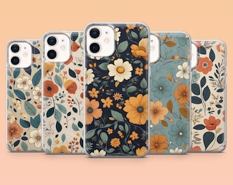 Vintage Floral Phone Case Botanical Boho Cover for iPhone 17 Pro, 16, 15, 14, 13, 12 Samsung S25, S24, S23, S22, A56, A55 Pixel 10 Pro, 9, 8