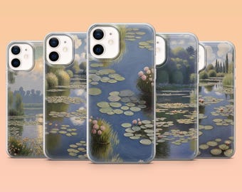 Water Lily Phone Case Monet Art Pond Cover for iPhone 17 Pro, 16, 15, 14, 13, 12 Samsung S25, S24, S23, S22, A56, A55 Pixel 10 Pro, 9, 8