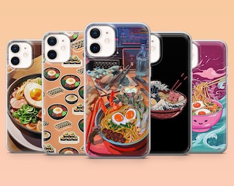 Ramen Noodle Phone Case Japanese Food Bowl Cover for iPhone 17 Pro, 16, 15, 14, 13, 12 Samsung S25, S24, S23, S22, A56, A55 Pixel 10 Pro, 9