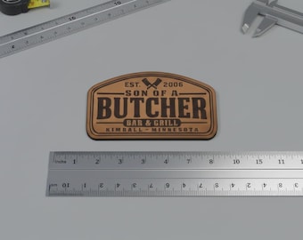 Parche de cuero personalizado - Son of a Butcher Bar & Grill - Grabado con láser y velcro