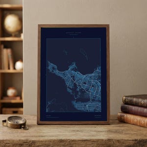 Topografisk karta över Reykjavik, Islands höjdkonturkonst (digital nedladdning)