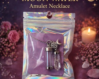 Moon Water Amulet Necklace | Clear Quartz | Lunar Magic Jewelry | Manifestation & Intention Necklace