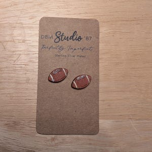 Buffalo NY Football Buffalo Bills Wood Engraved Earrings – Sterling Silver Plated Studs 716 Hand painted