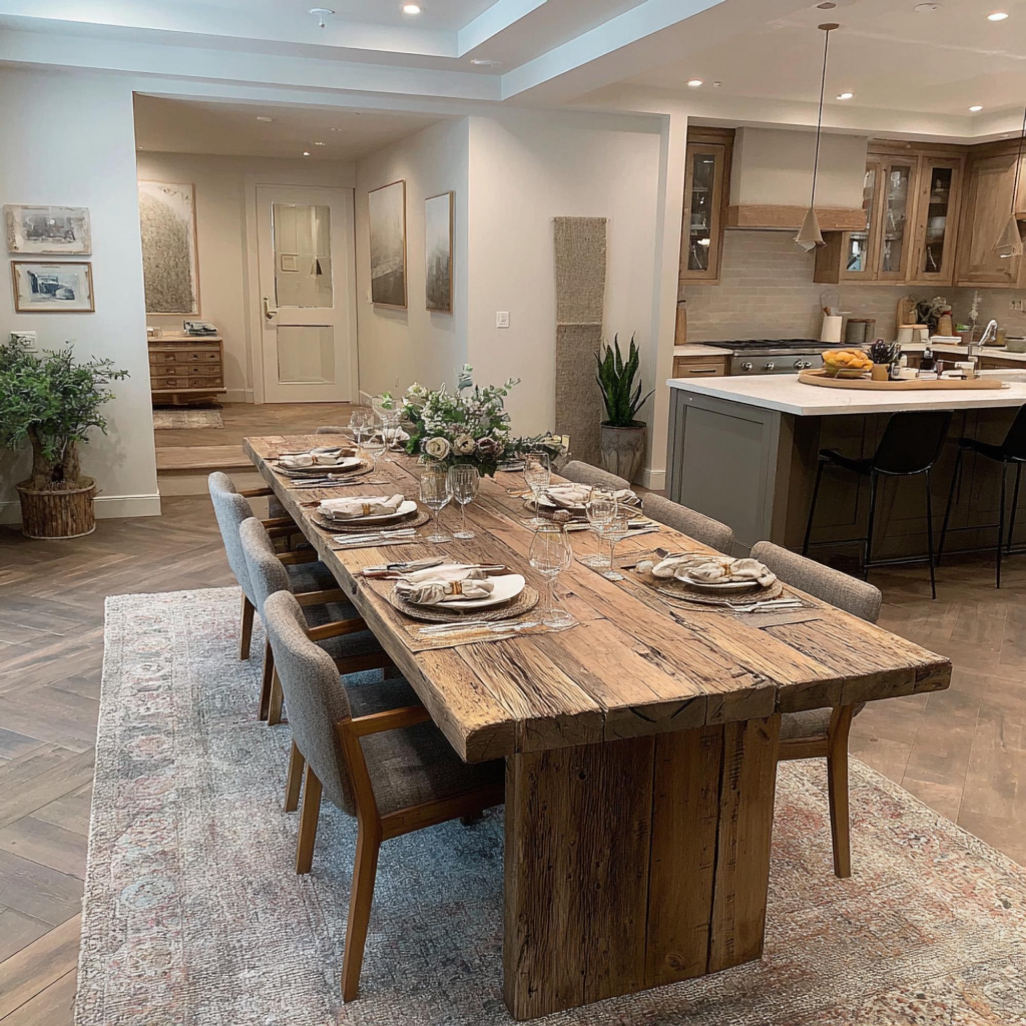 Wooden Dining Table – Handmade Rustic Live Edge Walnut Table – Solid ...