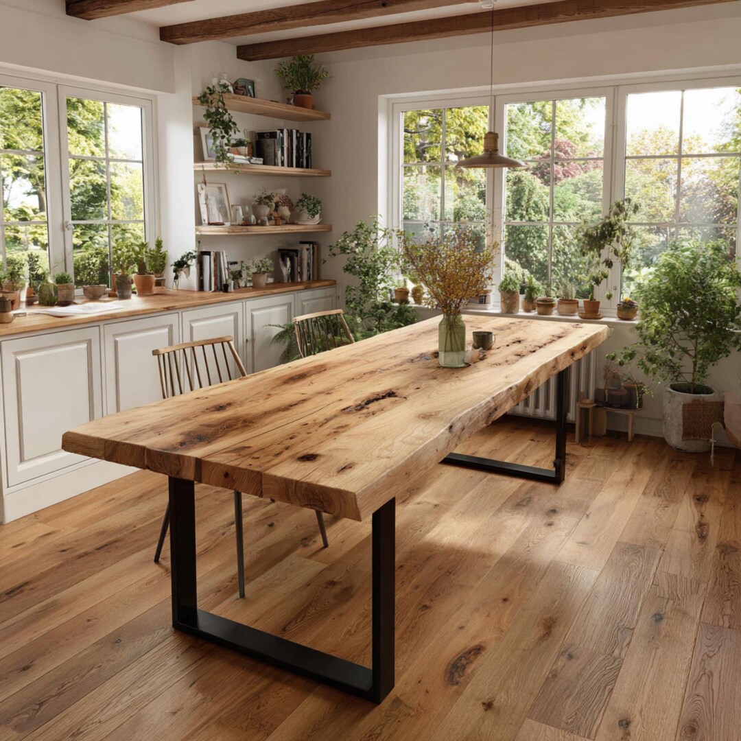 Handmade Solid Oak Dining Table – Rustic Farmhouse Kitchen Table - Etsy UK