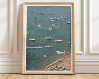 Italian Amalfi Beach Art Print, Coastal Boats Photography (Digital Download)