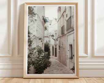 White Italian Street Photography – South Italy Town Wall Art ( Digital Printable)