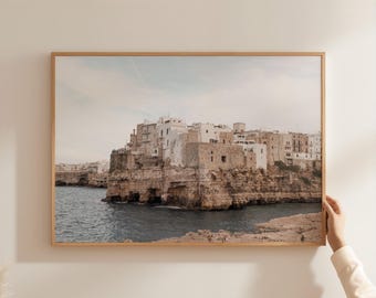 Italian Town Polignano a Mare Print, Mediterranean Coastal Photography (Digital Download)