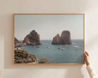 Capri Italy Coastal Print, Mediterranean Sea Landscape Wall Art, Printable Wall Decor