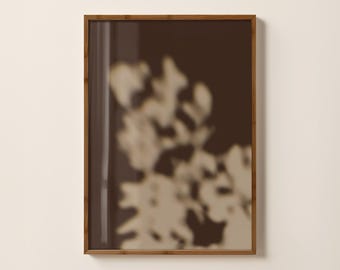 Tree Branch Shadow Print, Beige Brown Botanical Art Print, Abstract Modern Printable Wall Decor