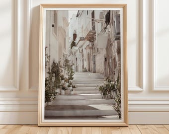 Mediterranean Staircase Photography Print, South Italian Old Town Wall Art (Digital Download)