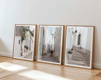Puglia Wall Art Set of 3 Prints, Italy Travel Photography, Italian Architecture Gallery Wall