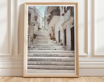 Mediterranean Stairs Photography Print, South Italian Street Wall Art (Digital Download)