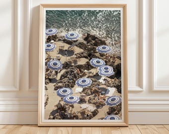 Capri Beach Umbrellas Art Print, Italian Coastal Photography (Digital Download)