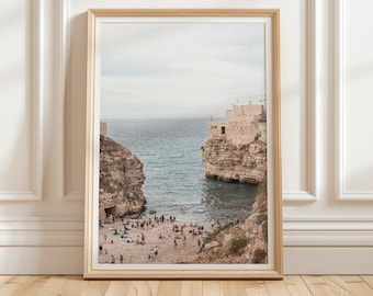 Italian Beach Town Art Print, Mediterranean Seaside Photography (Digital Download)