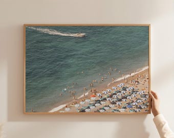 Positano Beach Umbrellas Art Print, Amalfi Coastal Photography (Digital Printable)