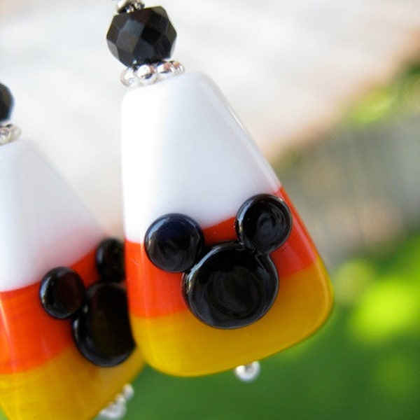 BOO to YOU Candy Corn Lampwork Sterling Earrings