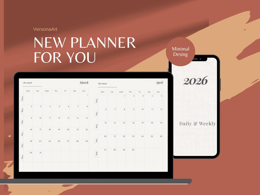 2026 Digital Planner – Minimal Hyperlinked Daily + Weekly + Monthly ...