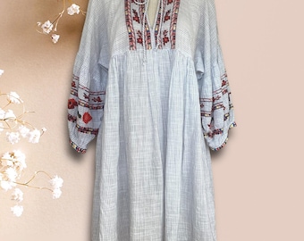 Zara brand pinstriped boho dress
