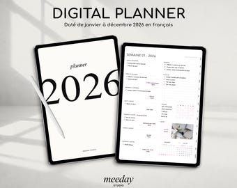 Digital Planner 2026 French for iPad Tablet / GoodNotes - Minimalist Dated Digital Planner