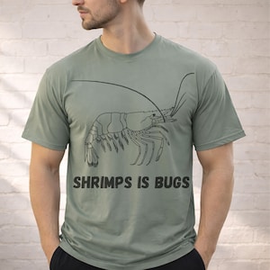 Maglietta con grafica "I gamberetti sono insetti", maglietta divertente con meme, regalo per gli amanti dell'acquario
