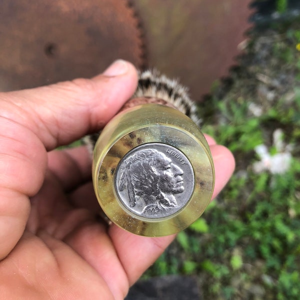 Shaving Brush with Maple hybrid handle with or without buffalo or indian head nickel and silvertip (as shown) two band finest or boars hair.