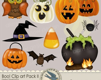 Digital Clip art Pack Instant Download - "Boo II" - Great for Halloween or scary scrapbooks, crafts, cards, invites