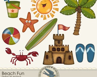 Beach Fun - Digital Clip art Pack for summer, beach, ocean