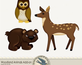 Digital Clip art Pack Instant Download - "Woodland Animals Add-on" - Great for Camping, Hikes, Summer scrapbooks, crafts, cards, invites