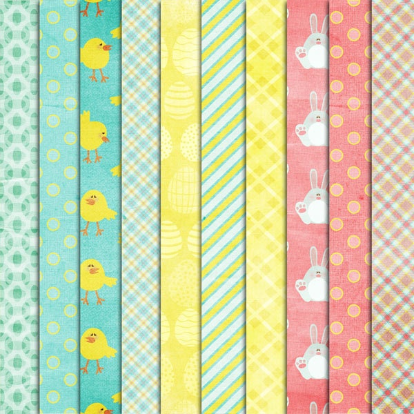 Digital Scrapbook Kit Instant Download - Egg Hunt - 10 Digital 12" X 12 ...