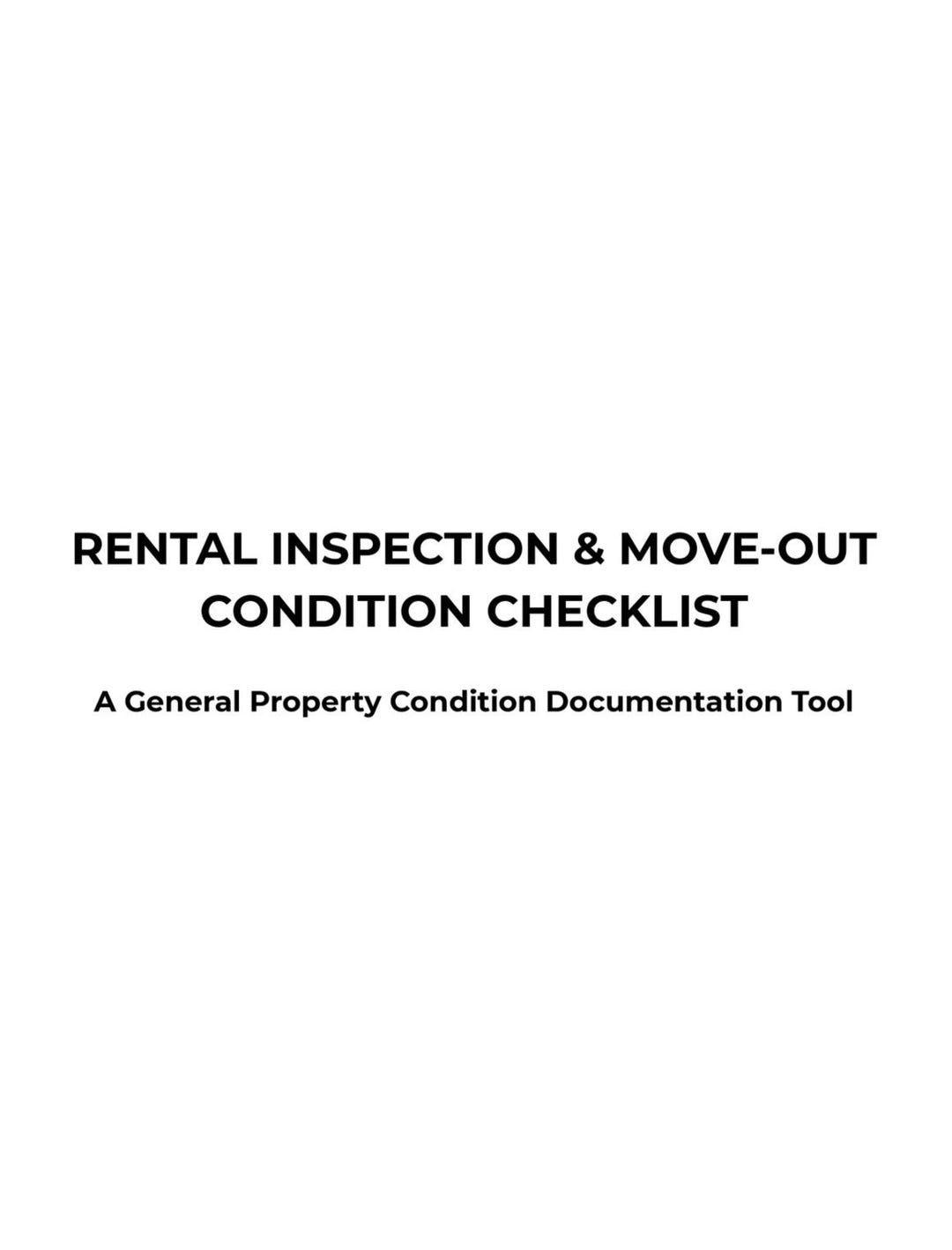 Rental Inspection & Move-out Condition Checklist by Fieldcraft Guides ...
