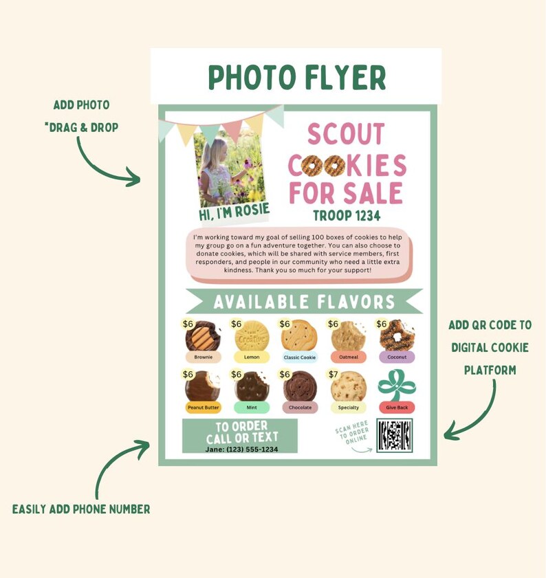 Editable Cookie Sale Flyer (3 Styles) | Canva Fundraiser Template ...
