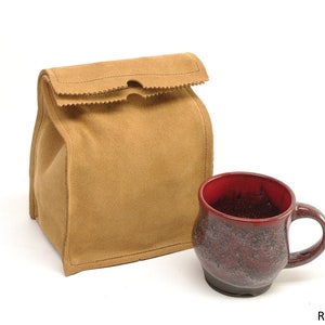 Leather Suede Lunch Bag Tan