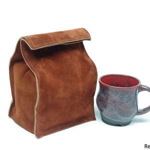 Leather Suede Lunch Bag Rust