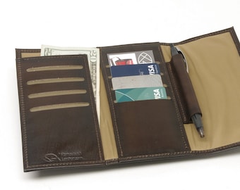 Leather Minimalist Long Magnetic Flap Wallet for Men and Women with Zipper Pocket