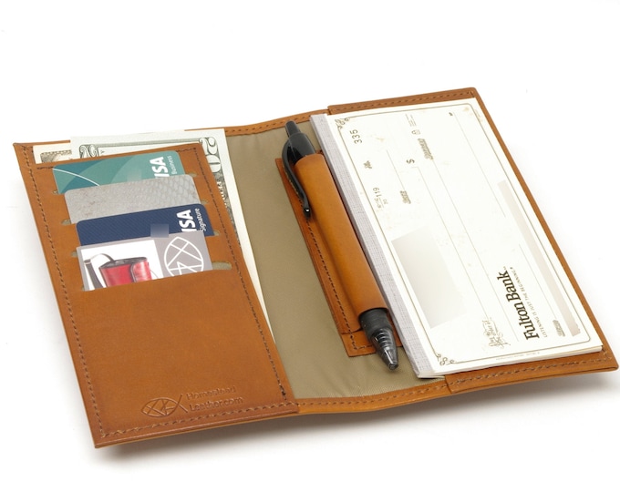 Leather Bifold Cash / Card / Checkbook Wallet, with Pen Slot