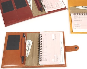 Leather TOP STUB Checkbook - with Optional Pen and Card Slots