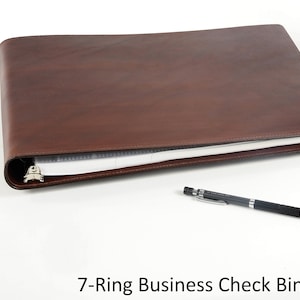 Leather 7 Ring BUSINESS SIZED Check Binder