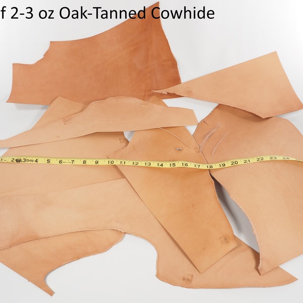 Natural Veg Tanned Leather Scraps - Sold by the Pound - 2-3 oz, 4-5 oz, 6-7 oz, 8-10 oz.