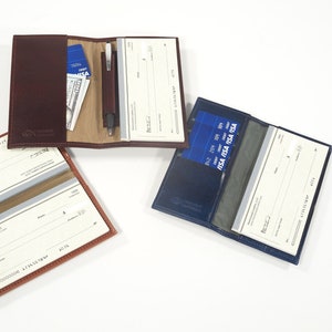 Leather Checkbook Cover - with Optional Pen & Card Slots, for STANDARD sized checks