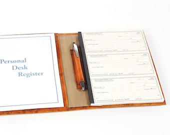 Leather 3 to a Page Deskbook Checkbook Cover - For Regular or Business Sized 3 to a Page Checks