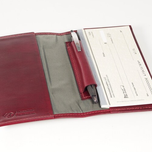 Checkbook Cover With Credit Card Slot Genuine Leather Etsy