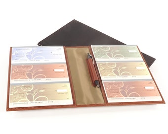 Leather Checkbook Organizer - 4, 6 or 8-Book for PERSONAL Size Checks