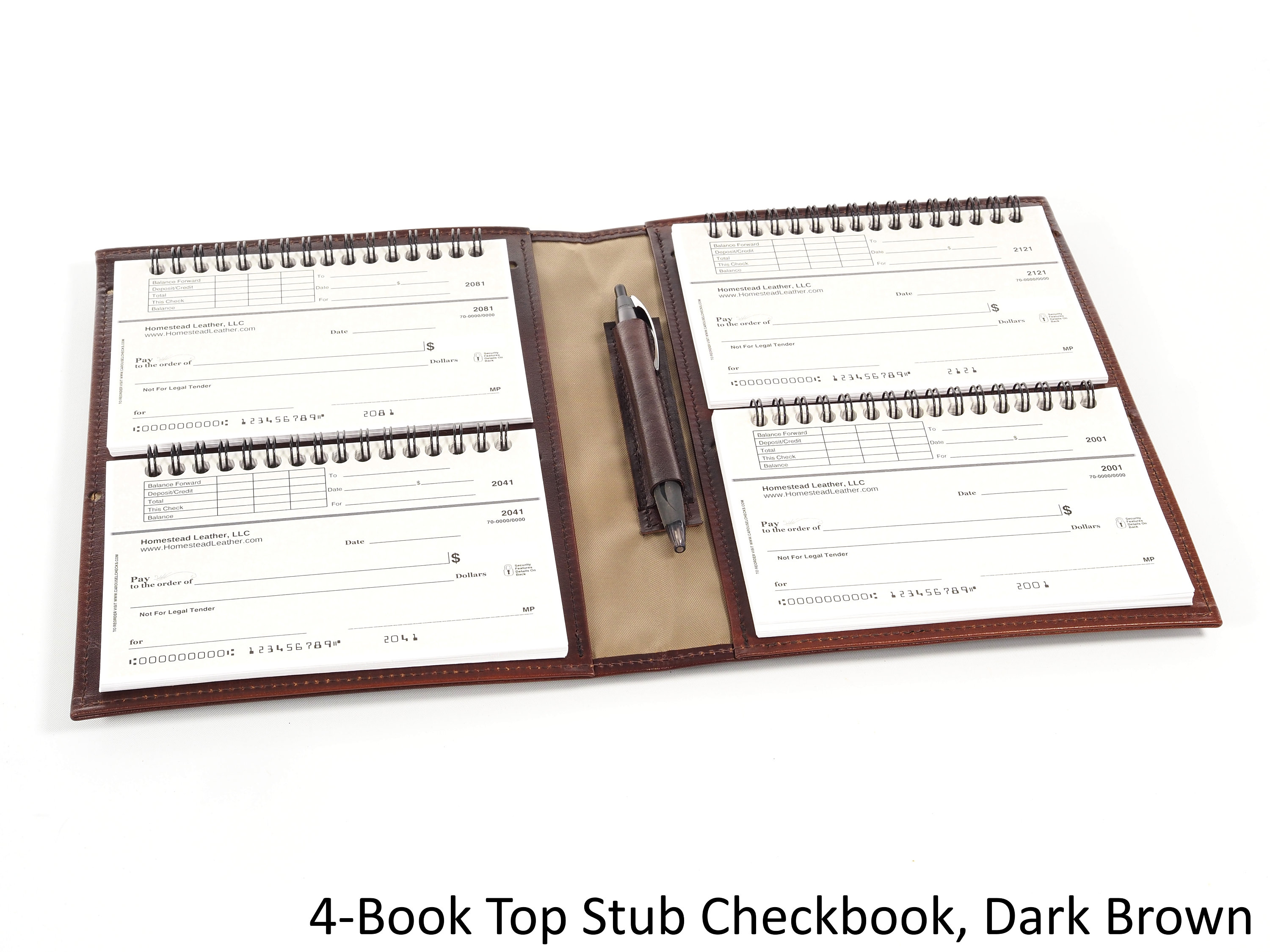 Leather 4Book TOP STUB Checkbook Organizer